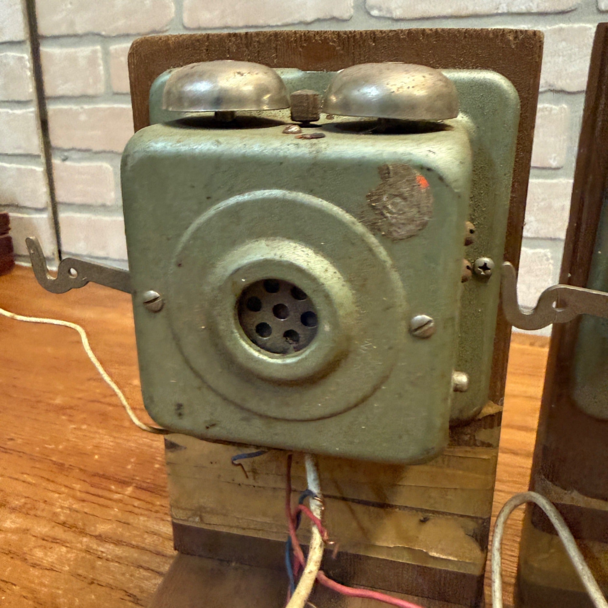 Pair Vintage Green Connecticut Elec. Wall Telephone Intercom Phone