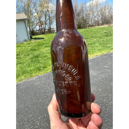 Vintage 1910s Upper Peninsula Brewing Co. Amber Brown Beer Bottle Michigan