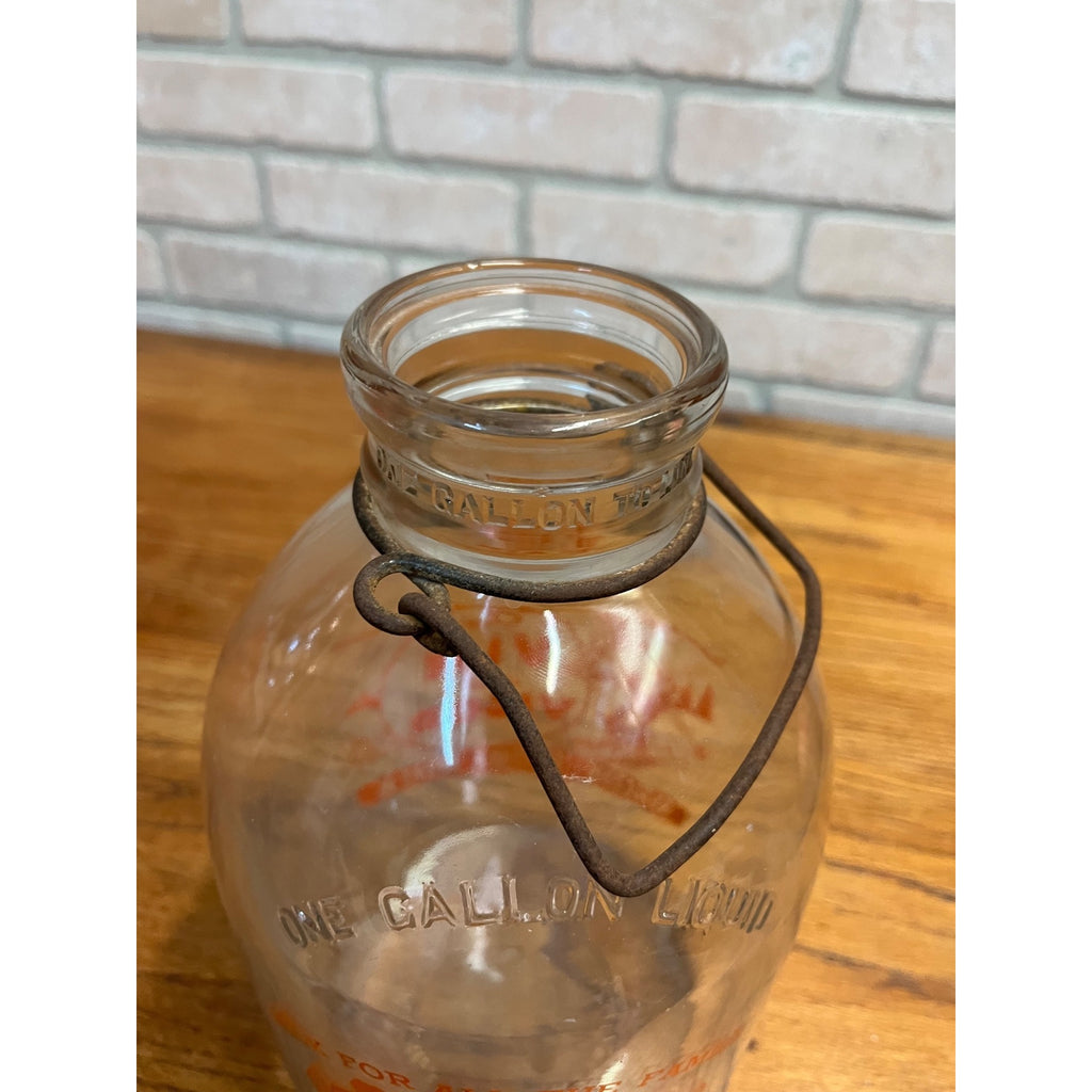 Antique Dairy Specialties Chicago Gallon Milk Bottle ACL Orange Skiing Graphics