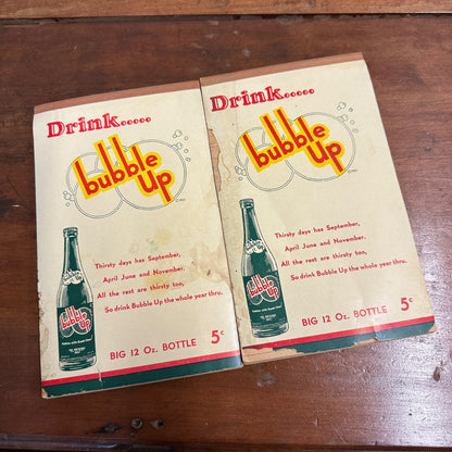 Vintage 1940s Drink Bubble Up Soda Advertising Notepads Lot (2) Milwaukee Wis
