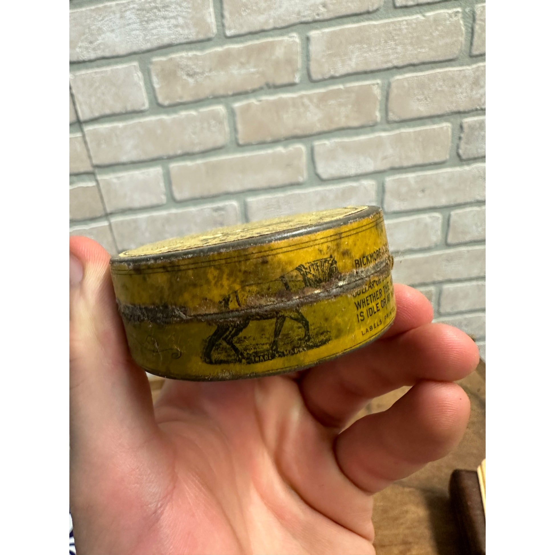 Vintage Early 1900s Bickmore's Gall Salve for Horses & Cattle Advertising Tin Can