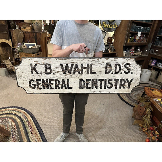 Vintage K.B. Wahl Dentistry Wooden Advertising Trade Sign Fort Atkinson Wis