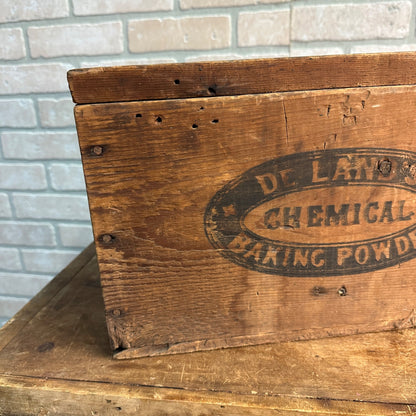 Antique Wooden Crate Box De Lands Chemical Baking Powder W/ Lid