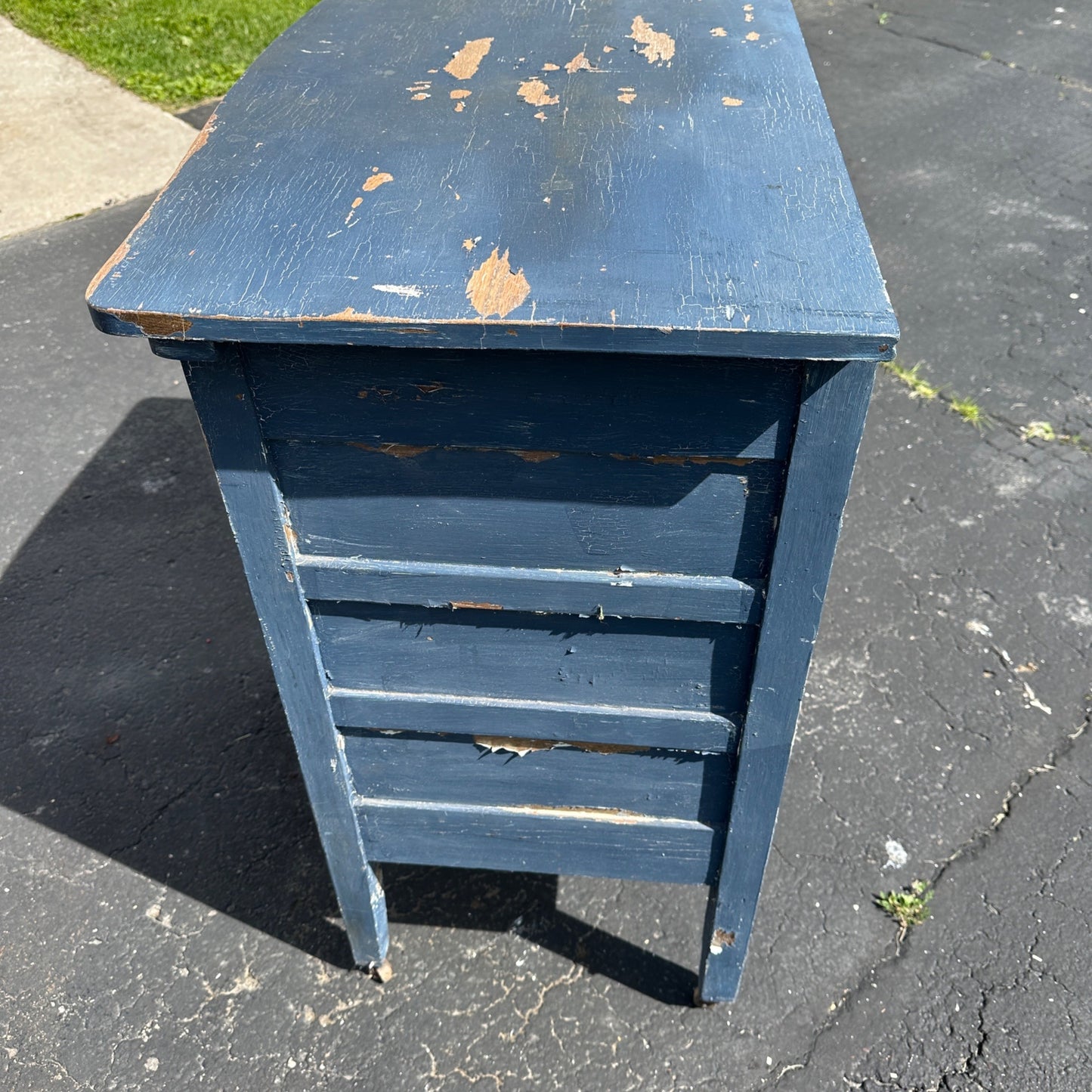 Antique Vintage Dresser Farmhouse Rustic Chippy Shabby Blue Paint