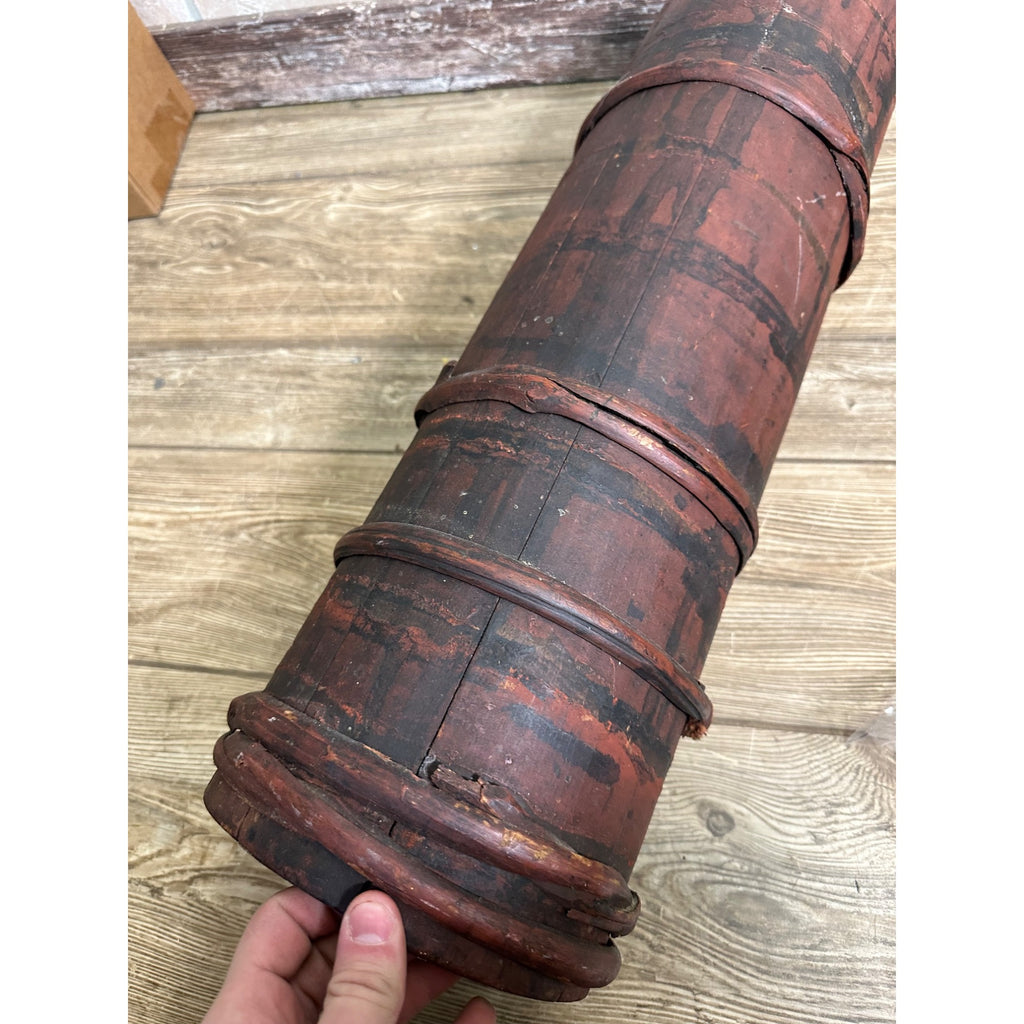 Antique Primitive 1800s Wooden Butter Churn Original Red Paint AAFA Early Farmhouse