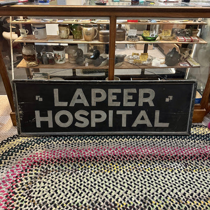 Original 5ft Lapeer Hospital Insane Asylum Wooden Trade Sign Primitive Medical