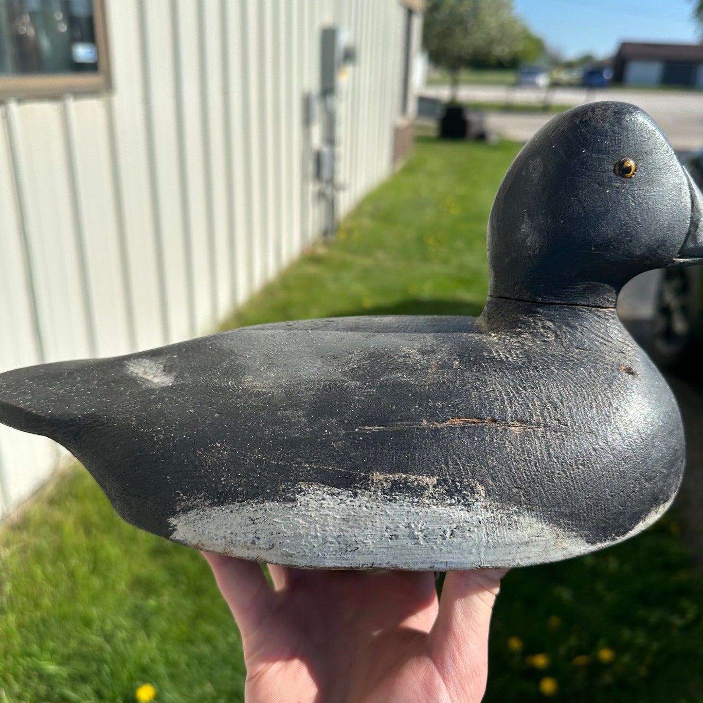 Vintage Original Paint Bluebill Duck Decoy Broad Blue Bill Wooden