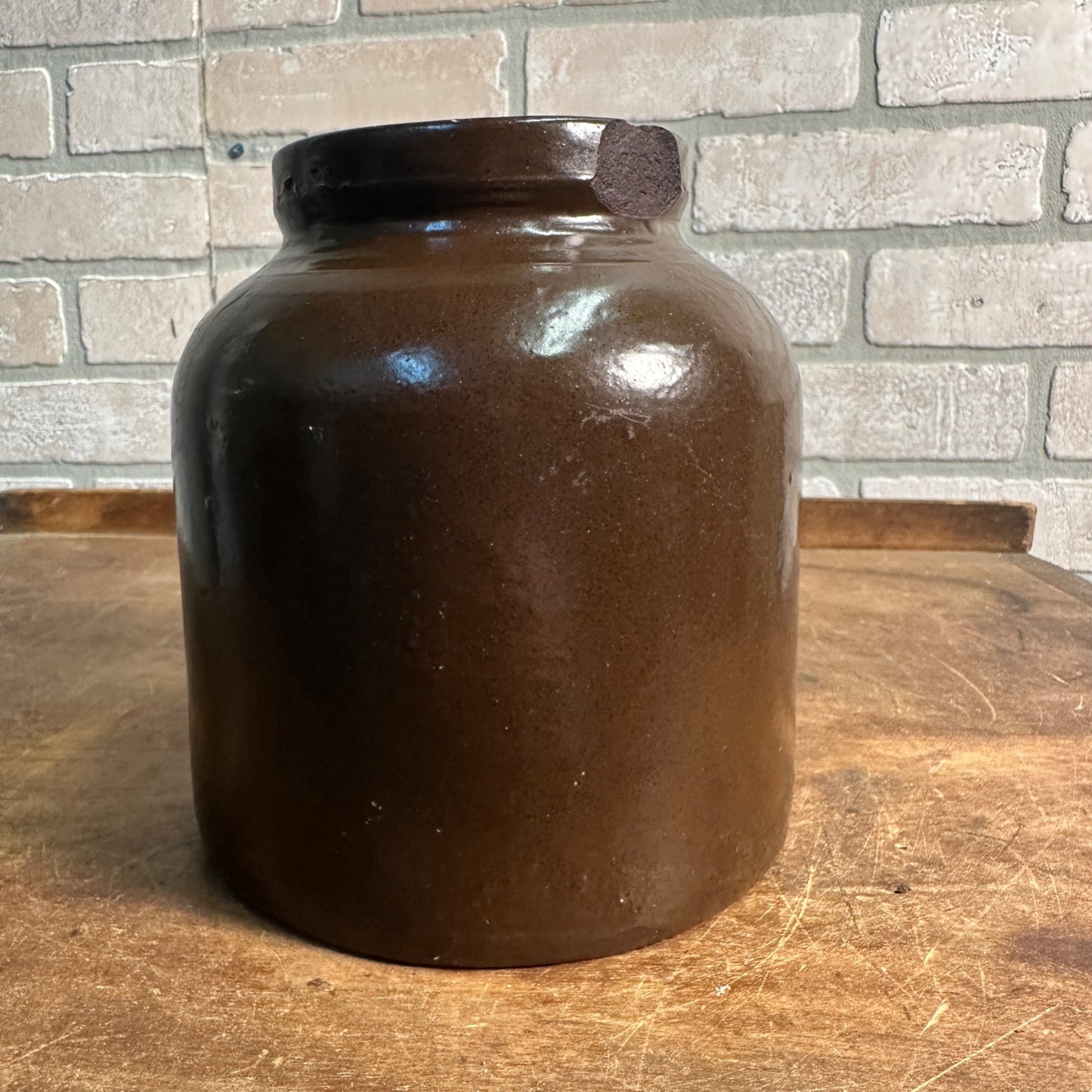 Antique Red Wing Brown Stoneware Preserve Jar Crock - Bottom Signed - Farmhouse Decor