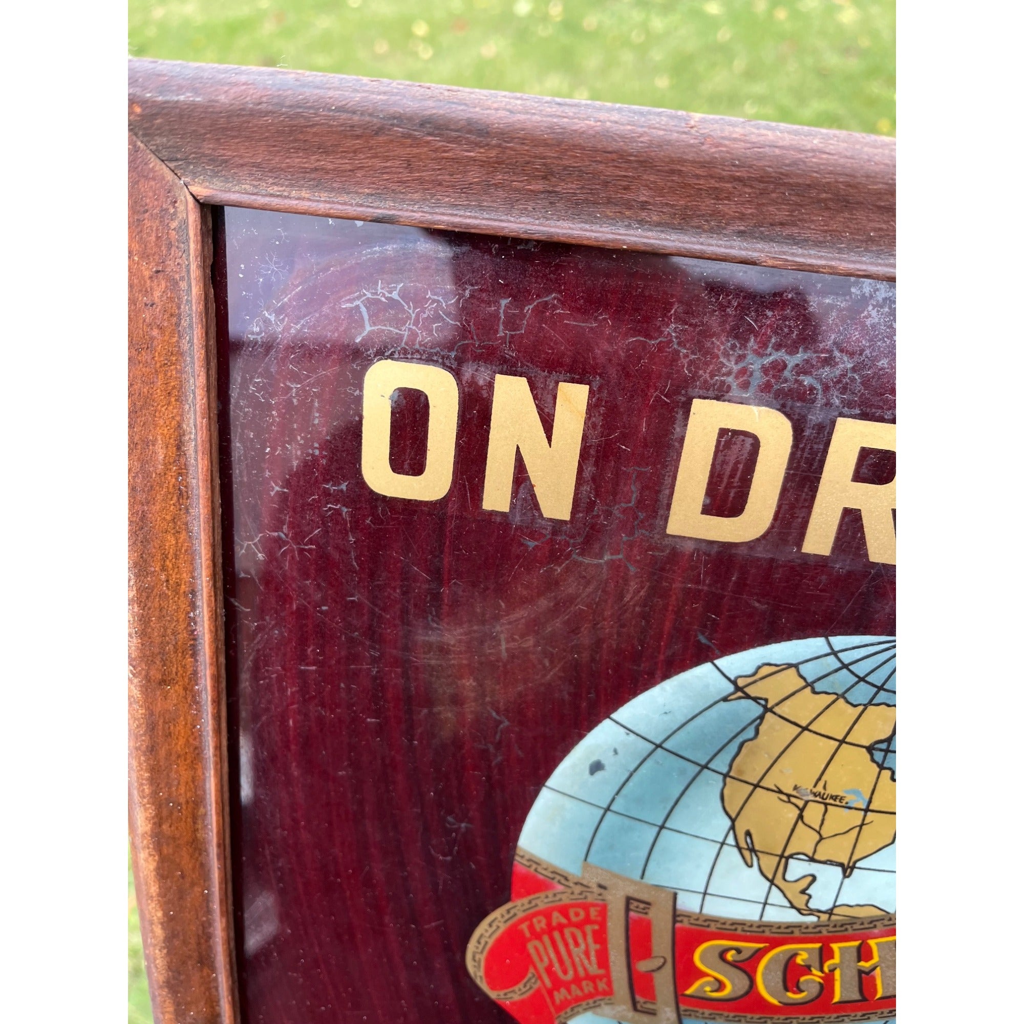 RARE Vintage Schlitz Beer Pre-Prohibition Reverse Painted Glass Framed Sign ROG