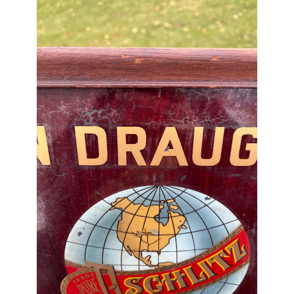 RARE Vintage Schlitz Beer Pre-Prohibition Reverse Painted Glass Framed Sign ROG