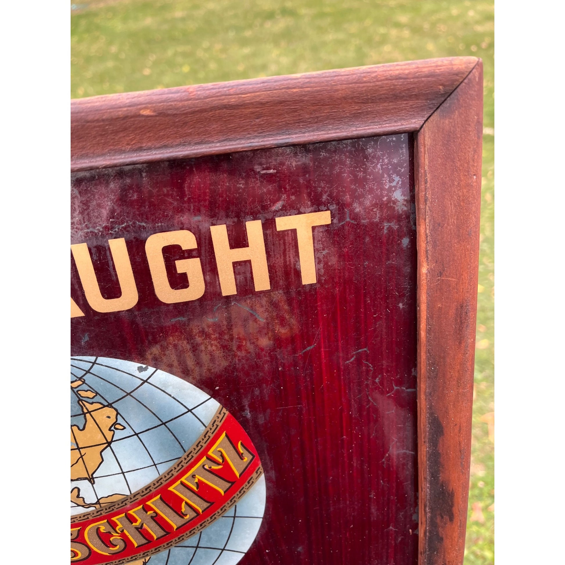 RARE Vintage Schlitz Beer Pre-Prohibition Reverse Painted Glass Framed Sign ROG