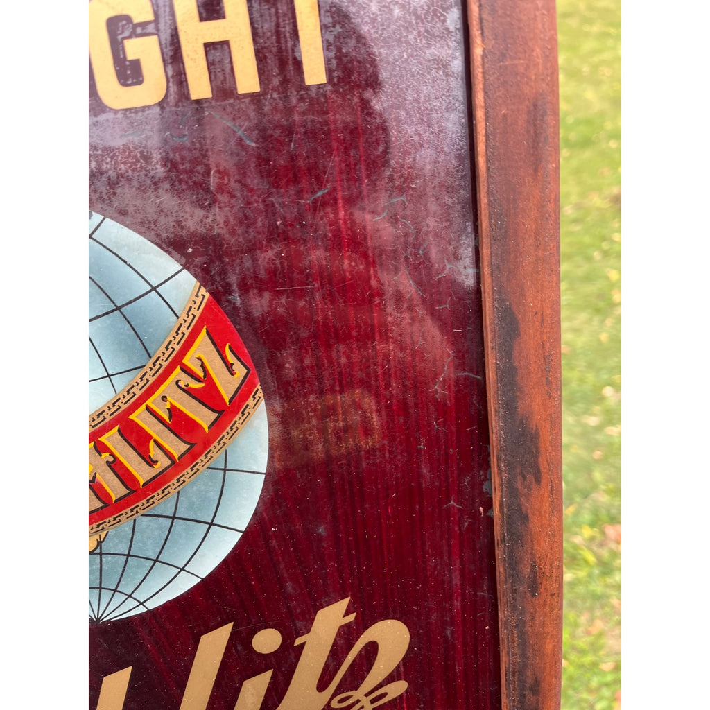 RARE Vintage Schlitz Beer Pre-Prohibition Reverse Painted Glass Framed Sign ROG