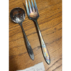 Vintage Oneida Community Silver Plate "Adam" Pattern Serving Fork and Small Ladle