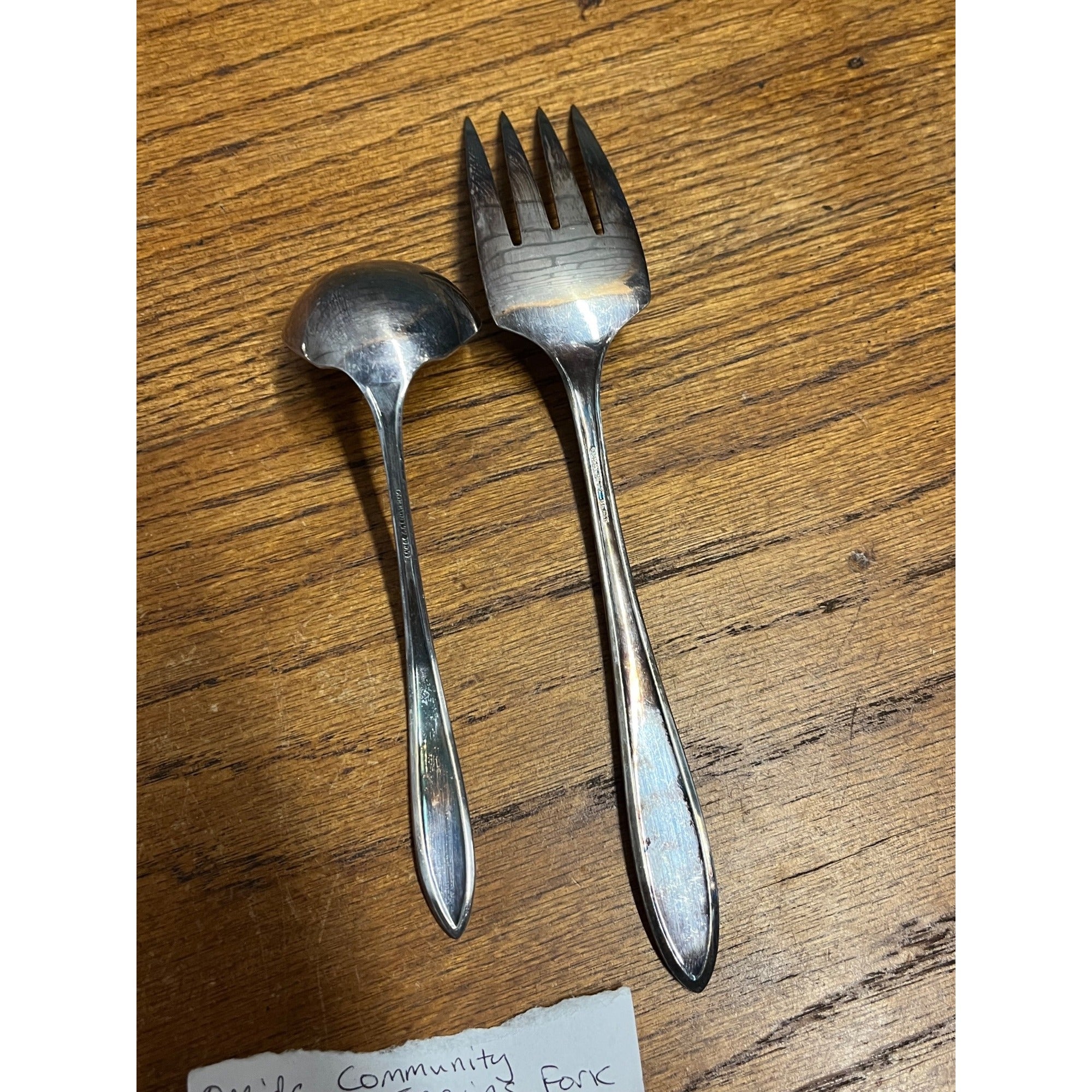 Vintage Oneida Community Silver Plate "Adam" Pattern Serving Fork and Small Ladle