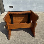 Vintage Arts & Crafts Quartersawn Oak Footstool Foot Rest Black Leater