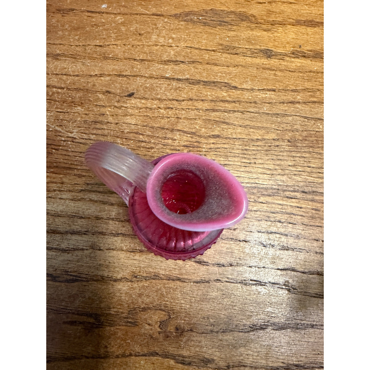 Vintage Cranberry Opalescent Hobnail Cruet With Stopper
