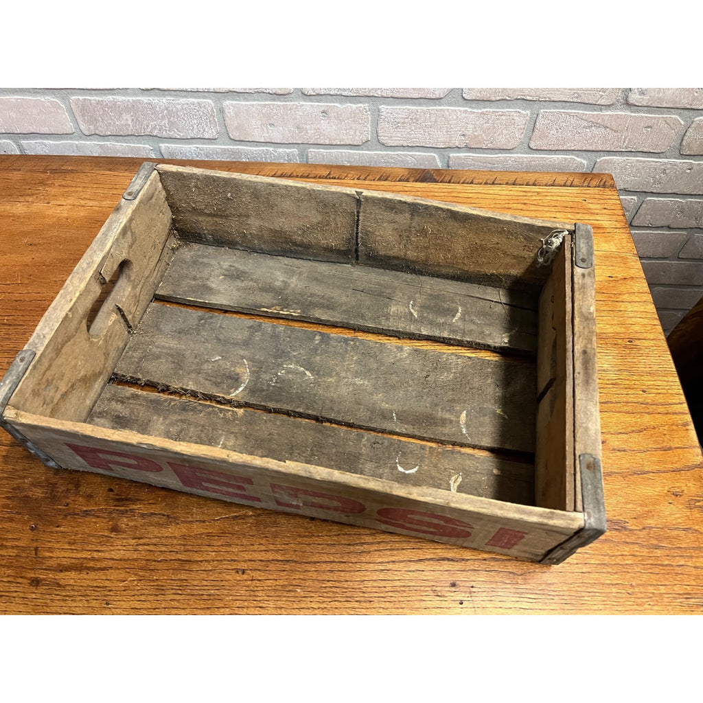 Vintage Pepsi Cola Wooden Soda Crate Bottle Carrier Case for 24 Bottles Red