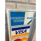 Vintage 1996 Visa Mastercard Credit Card Double Sided Flange Metal Sign