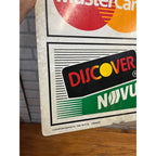 Vintage 1996 Visa Mastercard Credit Card Double Sided Flange Metal Sign