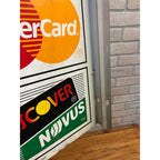 Vintage 1996 Visa Mastercard Credit Card Double Sided Flange Metal Sign