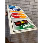 Vintage 1996 Visa Mastercard Credit Card Double Sided Flange Metal Sign