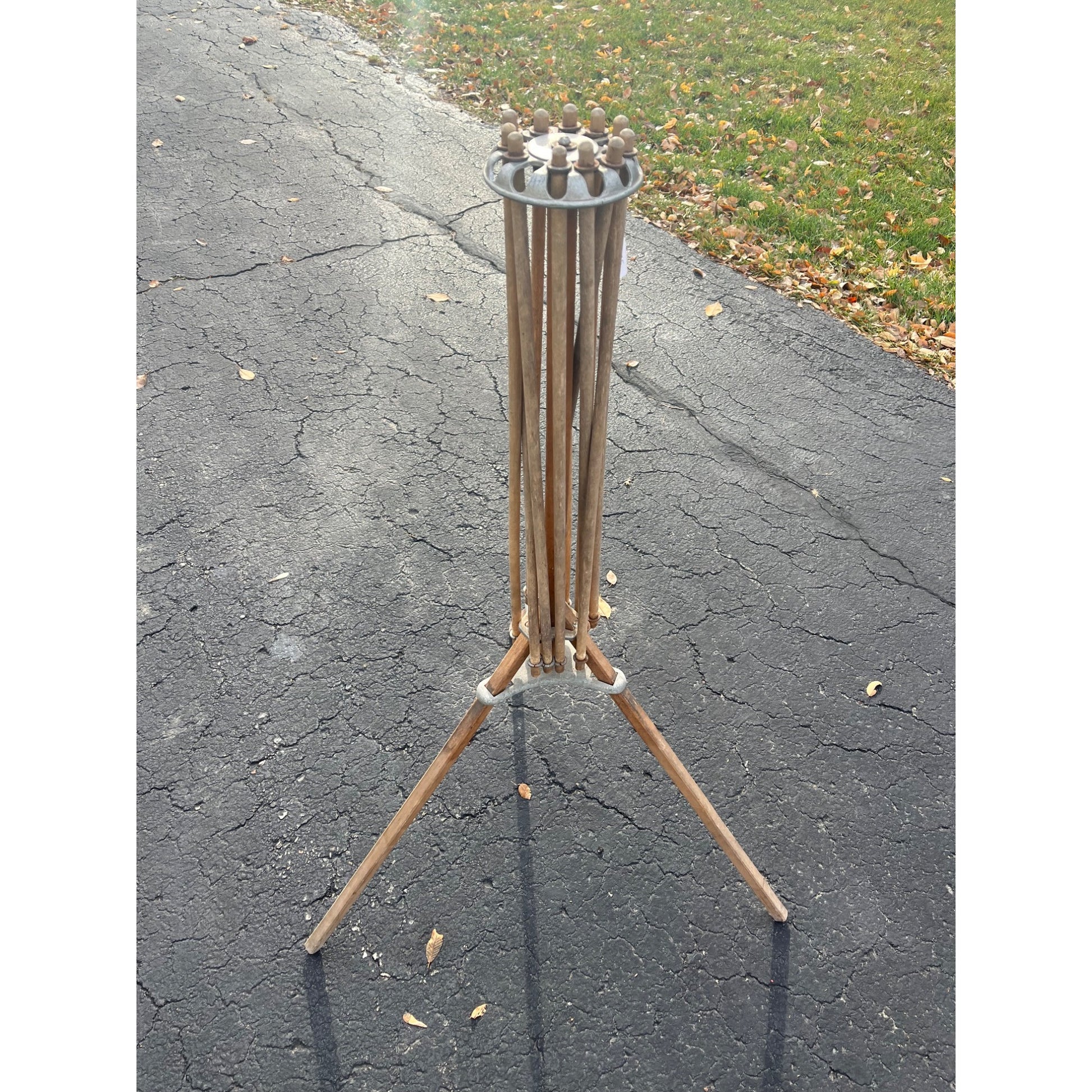 Vintage Artmoore Wood & Metal Folding 12 Arm Clothes Drying Rack Farmhouse