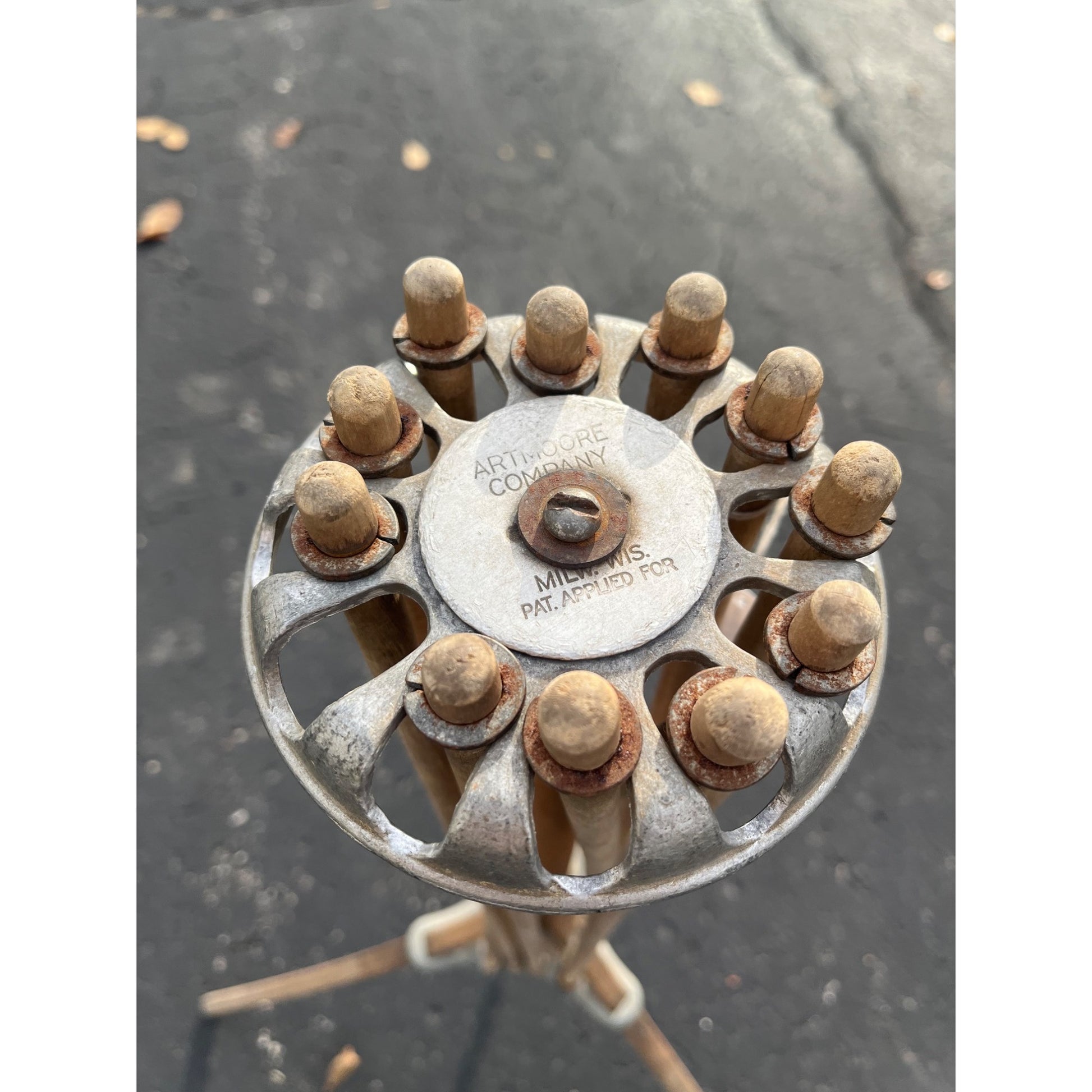 Vintage Artmoore Wood & Metal Folding 12 Arm Clothes Drying Rack Farmhouse