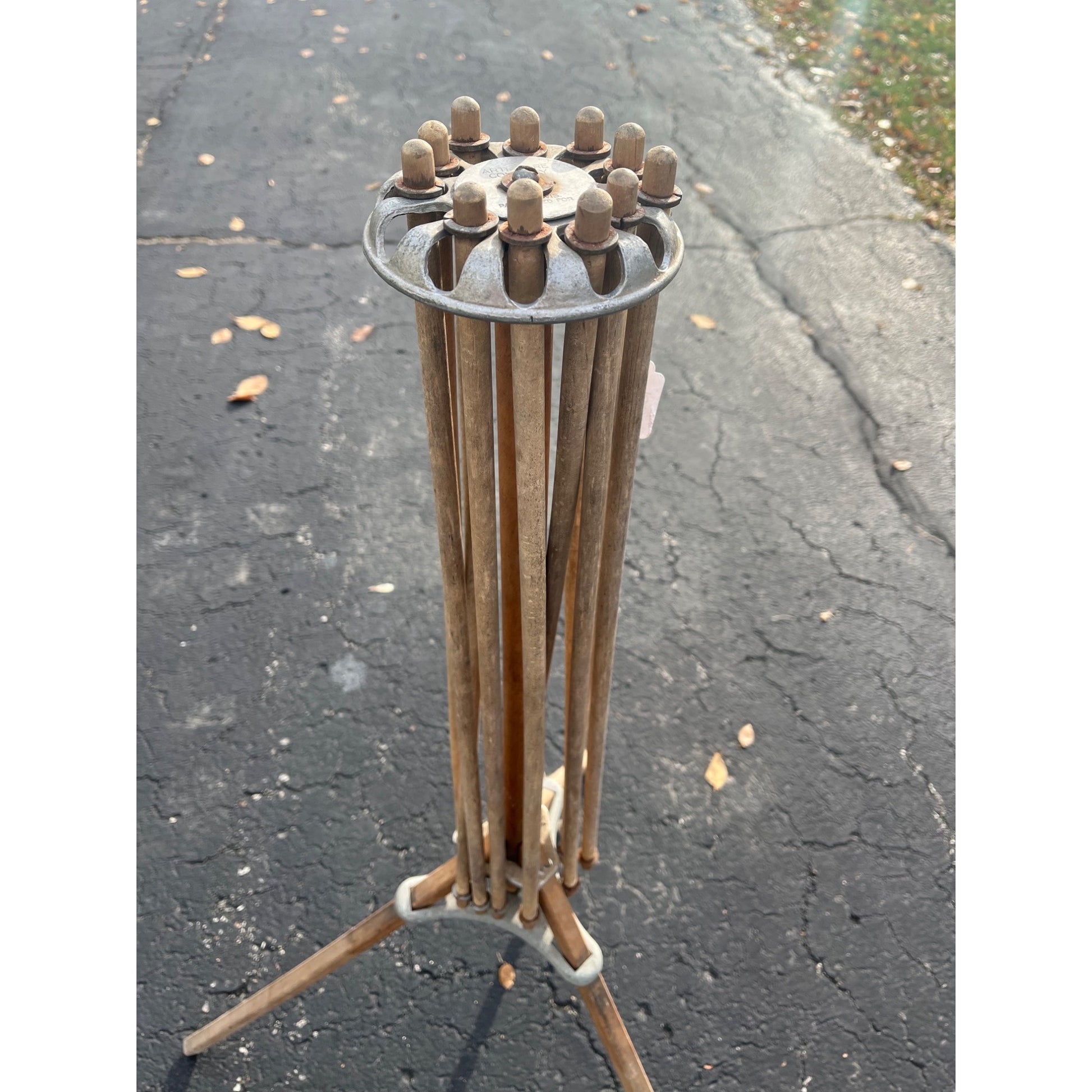 Vintage Artmoore Wood & Metal Folding 12 Arm Clothes Drying Rack Farmhouse