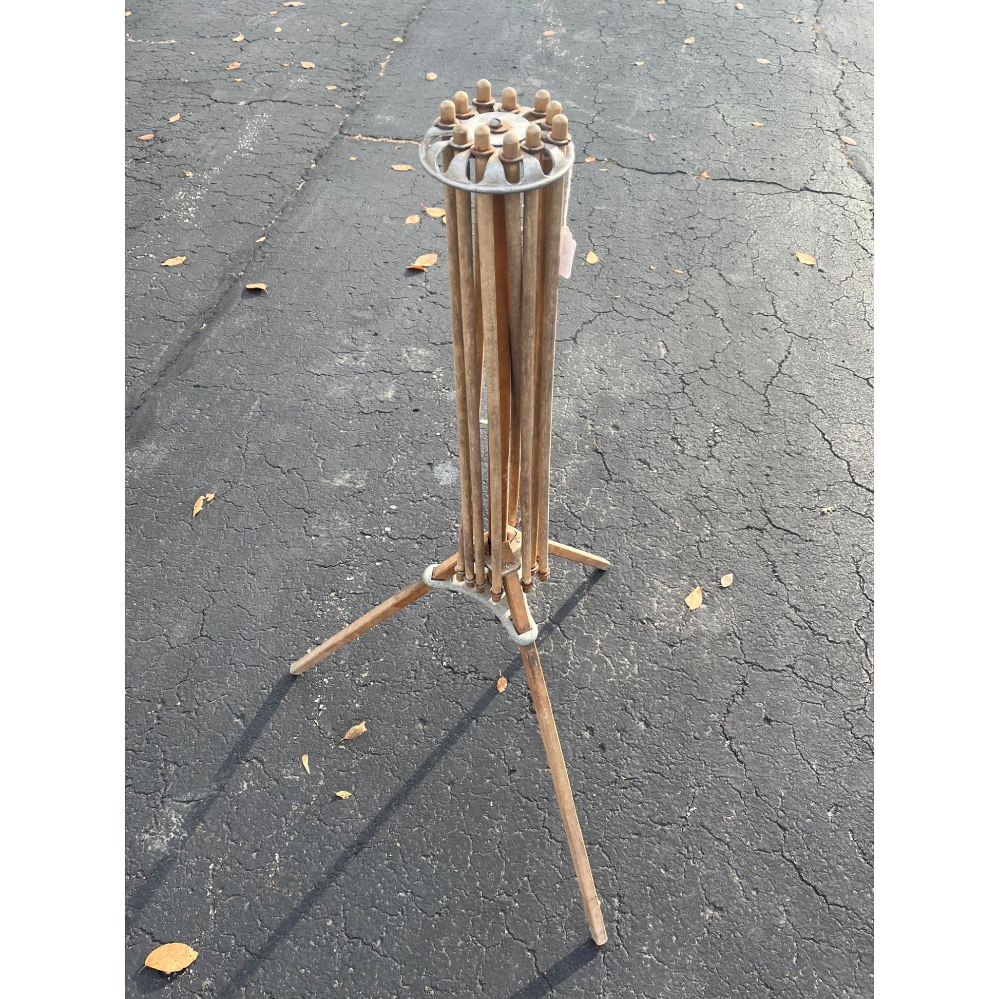 Vintage Artmoore Wood & Metal Folding 12 Arm Clothes Drying Rack Farmhouse