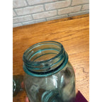 Antique 1920s Ball Perfect Mason Aqua Blue Canning Fruit Jars Pair #4 & #5
