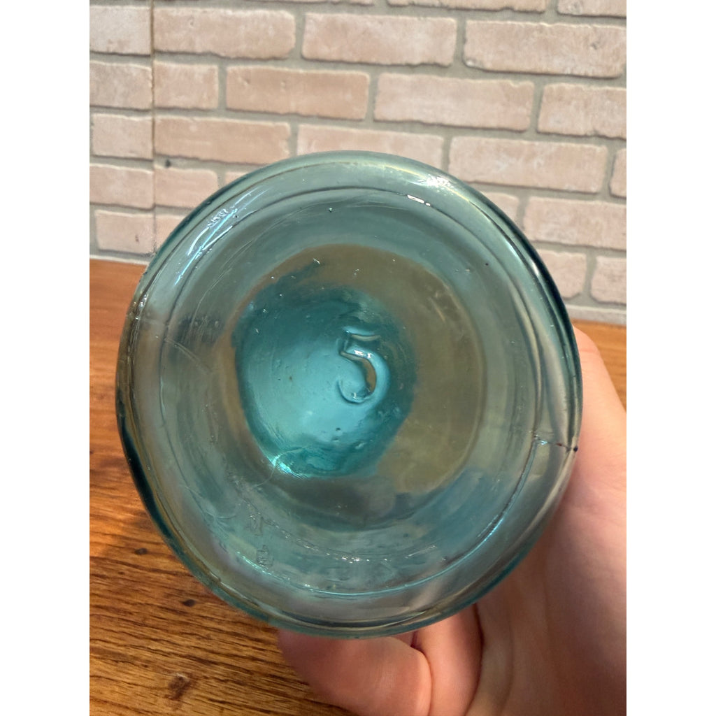 Antique 1920s Ball Perfect Mason Aqua Blue Canning Fruit Jars Pair #4 & #5