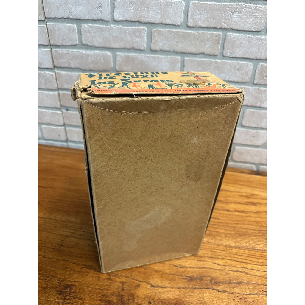 RARE Antique 1940s Firestone Tire Deluxe Ice Skates BOX ONLY Gas Oil Garage