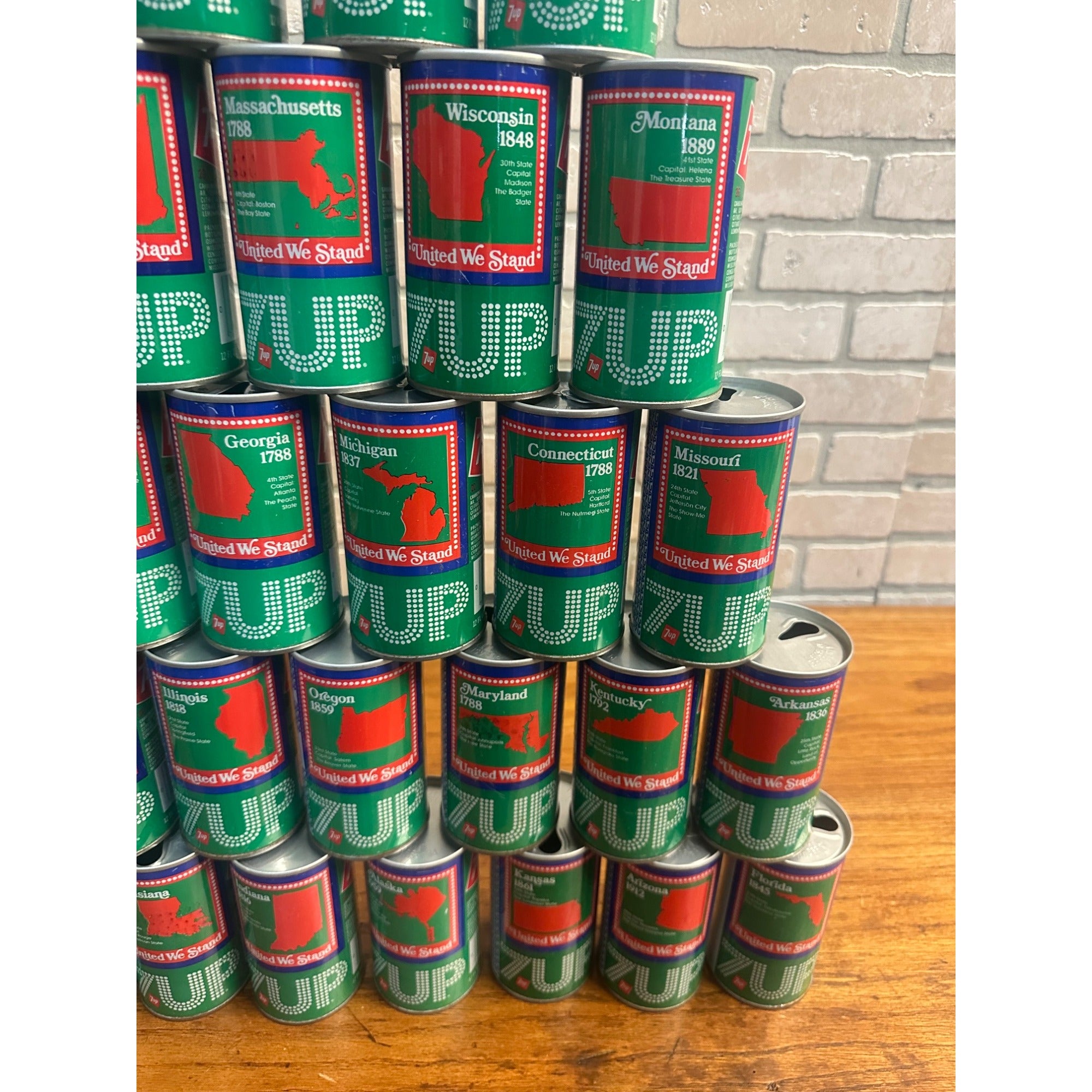 Vintage Lot Seven-Up 7UP Soda Cans Bicentennial (41) State Cans United We Stand