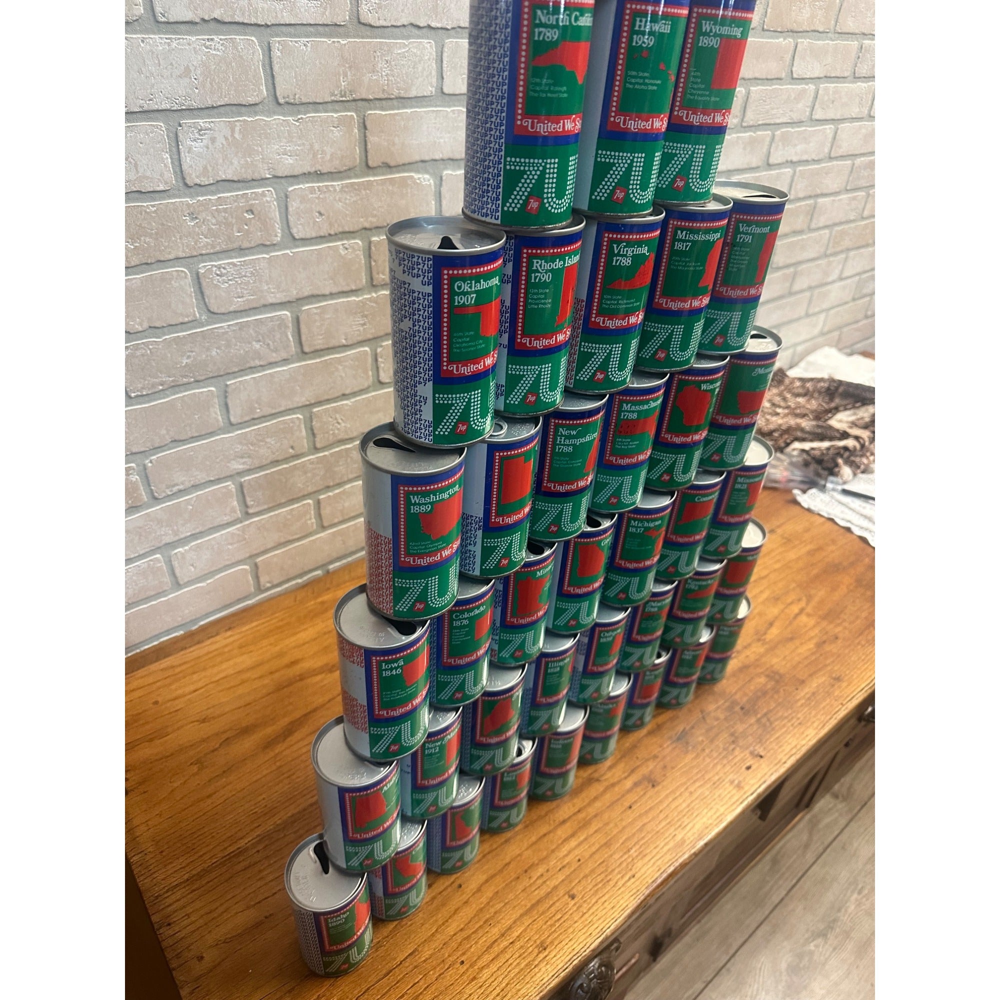 Vintage Lot Seven-Up 7UP Soda Cans Bicentennial (41) State Cans United We Stand