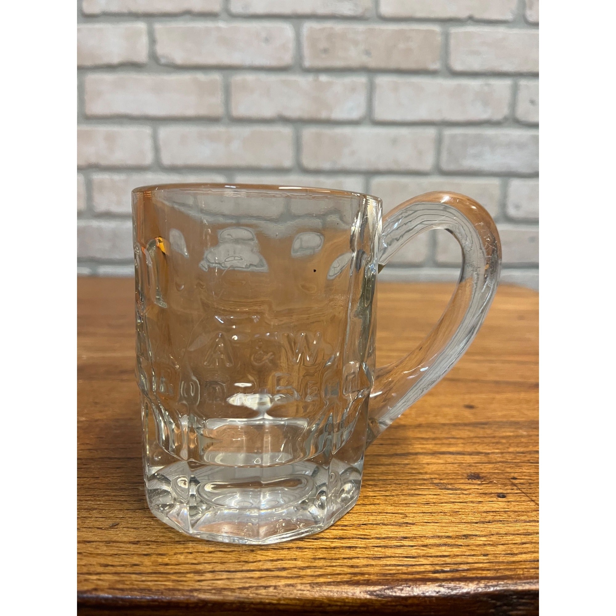 Vintage A&W Root Beer Soda Mini Glass Mug Embossed 4.5" Heavy Tankard Root