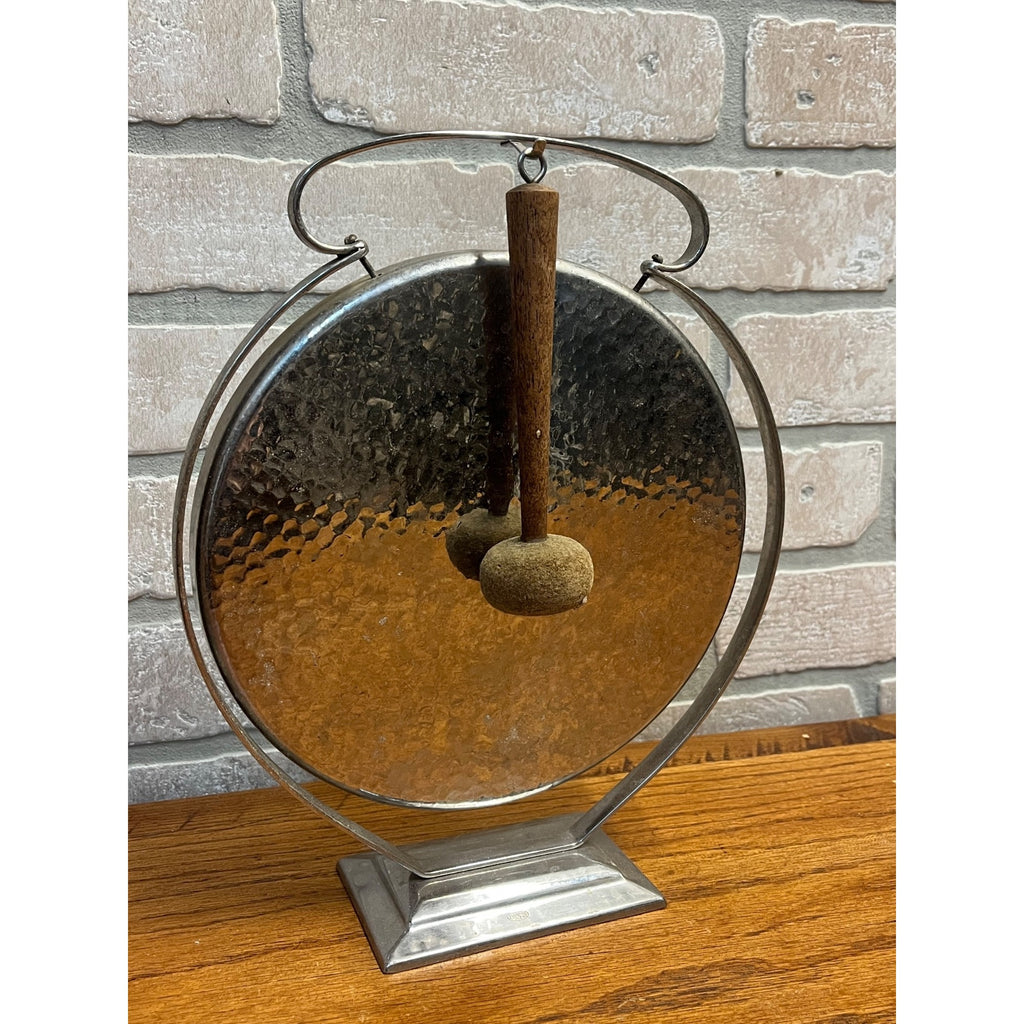 RARE Vintage c1936 Olde Hall Hammered Stainless Steel Staybrite Gong Art Deco