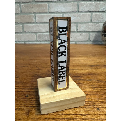 Vintage Black Label Canadian Style Beer Wooden Tap Handle Knob 4-Sided