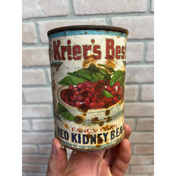 Early 1940s Kriers Best Kidney Beans Random Lake Wis Canning Tin