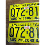 Wisconsin 1969 License Plate PAIR Vintage Q72-815