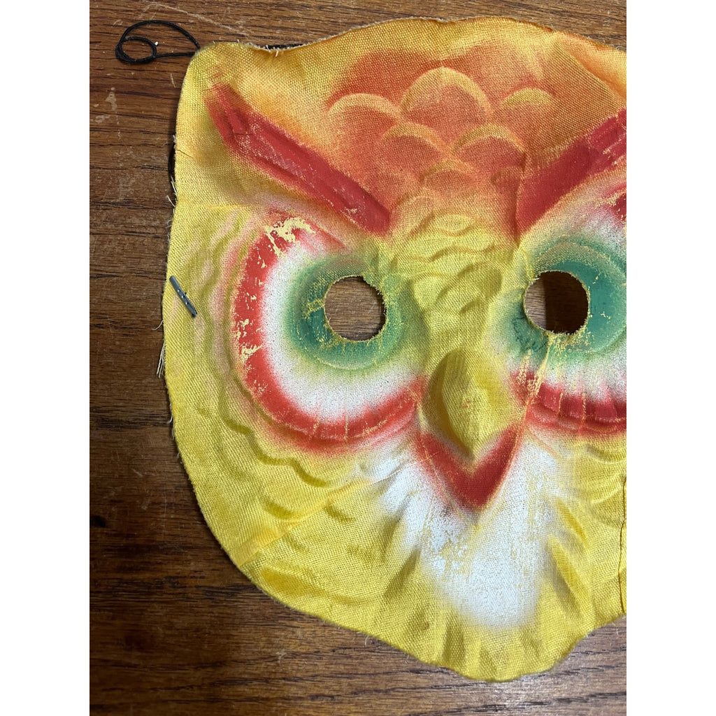 Vintage 1940s Halloween Child's Owl Costume Mask - Cheesecloth Gauze