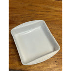 Vintage Currier & Ives Square Baking Dish Rural Hunting Scene Glasbake USA Milk Glass Ovenware Casserole