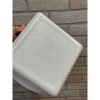 Vintage Currier & Ives Square Baking Dish Rural Hunting Scene Glasbake USA Milk Glass Ovenware Casserole