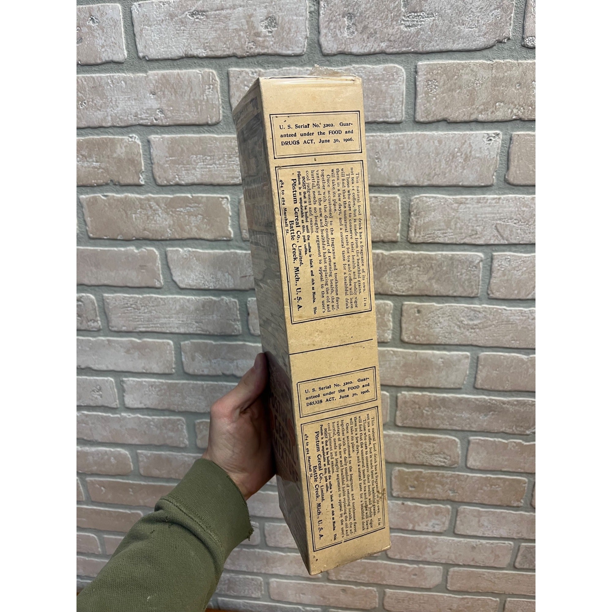 Vintage c1906 Postum Cereal Co. Battle Creek MI Empty Advertising Mixture Box