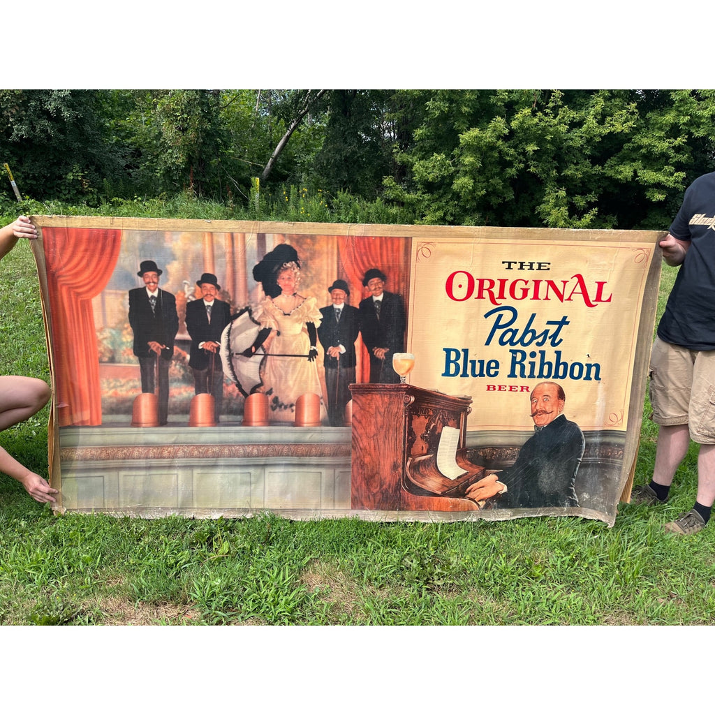 RARE Vintage Pabst Blue Ribbon Beer Paper Banner Advertising Sign Milwaukee Wis