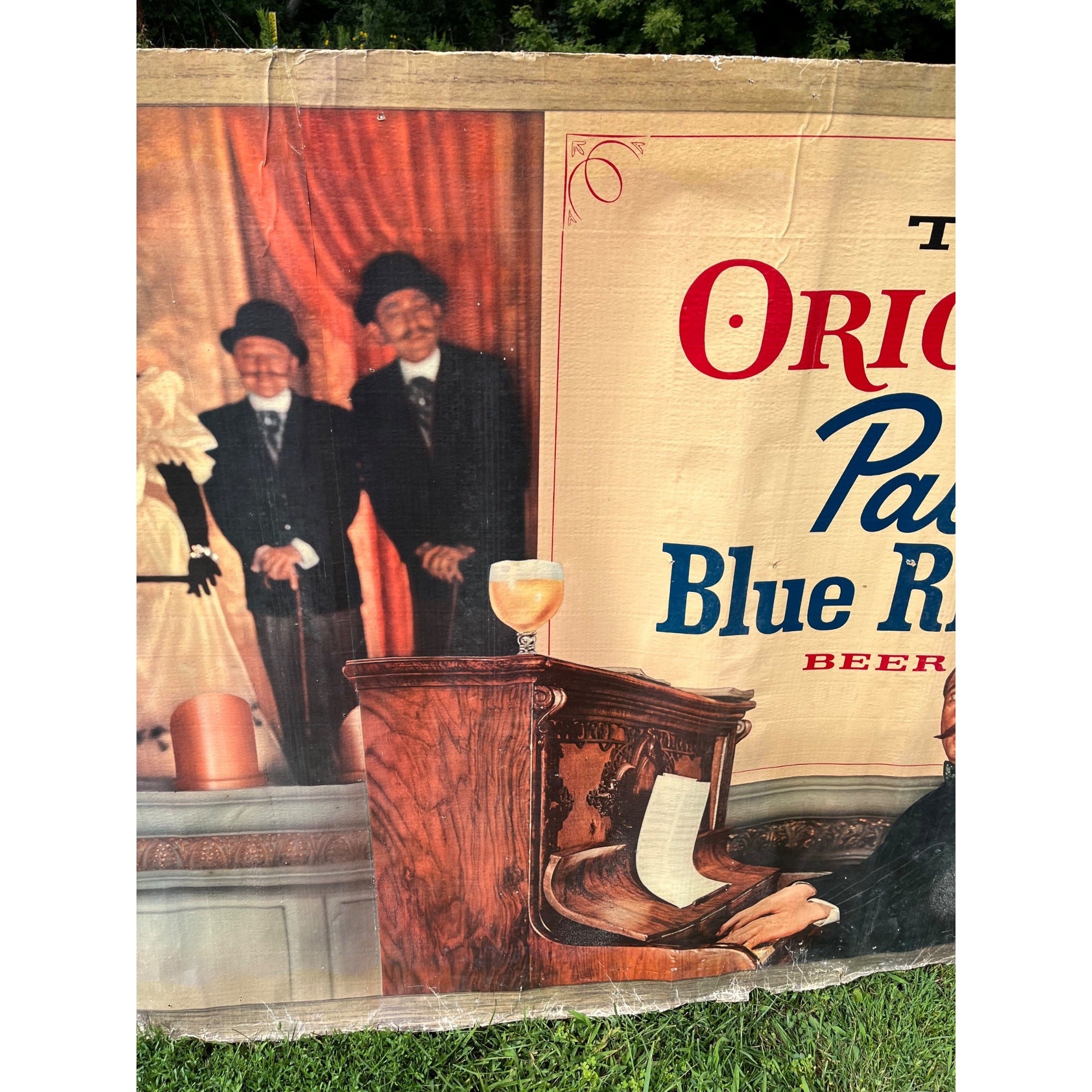 RARE Vintage Pabst Blue Ribbon Beer Paper Banner Advertising Sign Milwaukee Wis