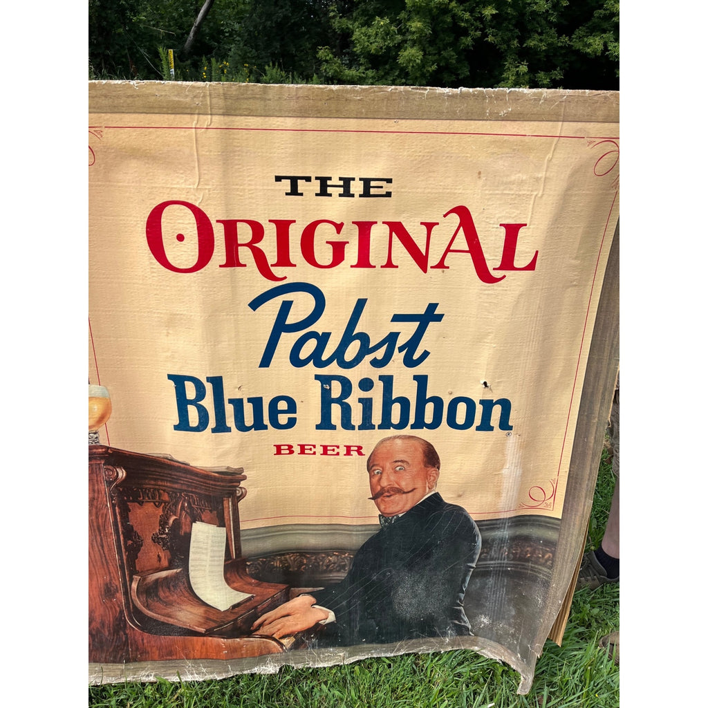RARE Vintage Pabst Blue Ribbon Beer Paper Banner Advertising Sign Milwaukee Wis