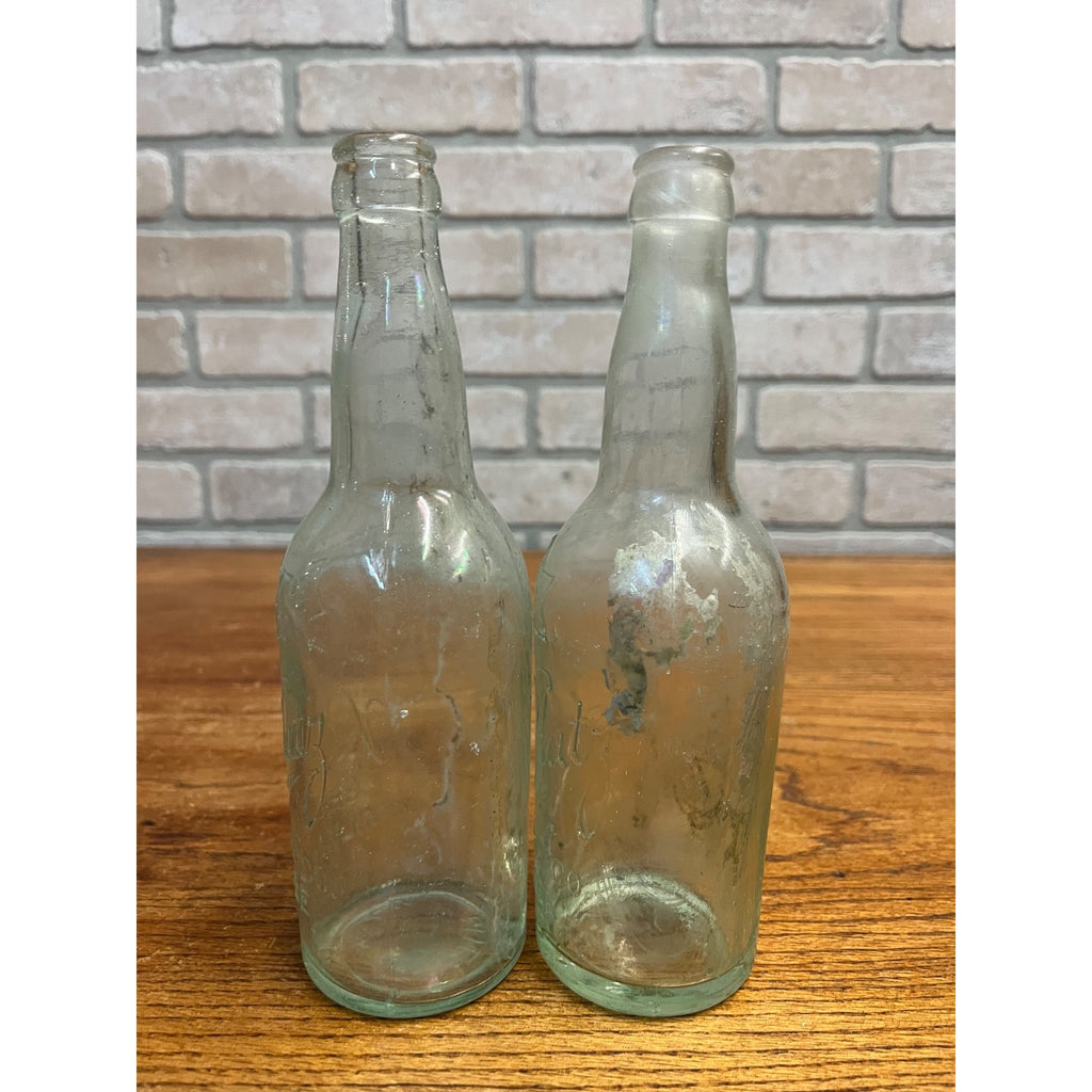 Pair Pre-Pro Val Blatz Brewing Company Milwaukee Vintage Aqua Blue Beer Bottle