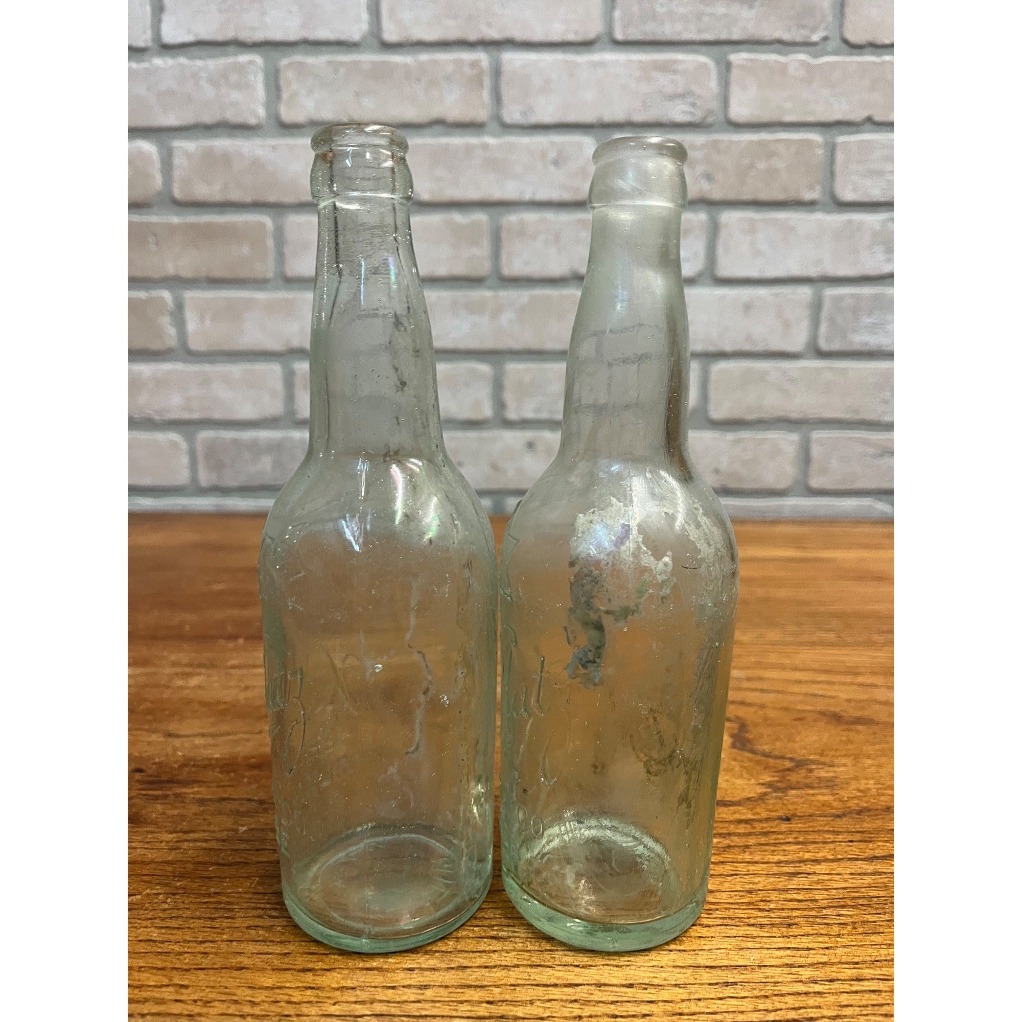 Pair Pre-Pro Val Blatz Brewing Company Milwaukee Vintage Aqua Blue Beer Bottle
