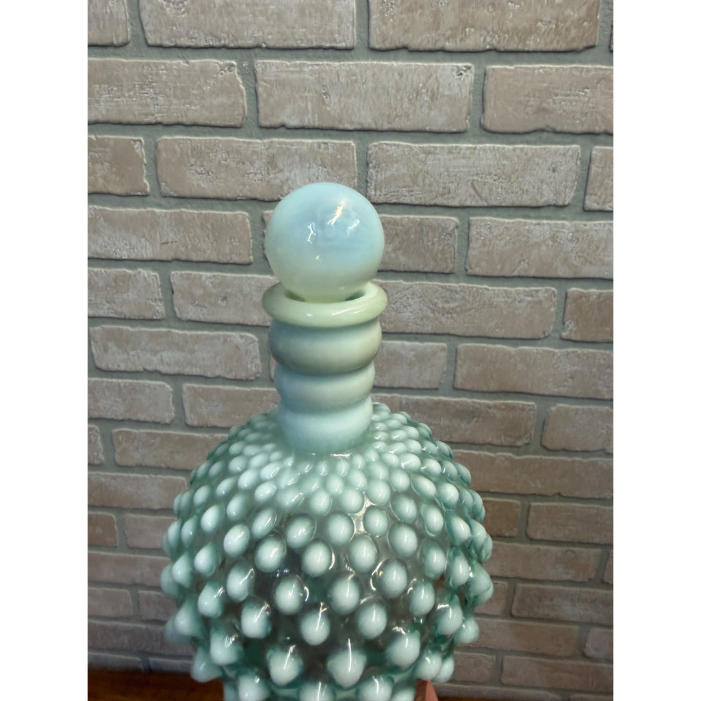 Vintage Fenton Hobnail Opalescent Aqua Blue Perfume Cologne Bottle Moonstone