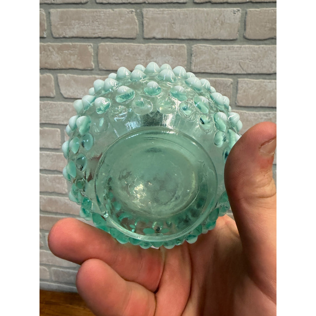 Vintage Fenton Hobnail Opalescent Aqua Blue Perfume Cologne Bottle Moonstone